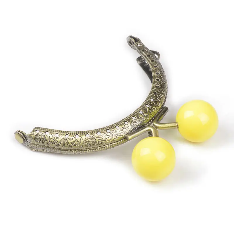 10pcs/lot 8.5cm Round Metal Purse Frame Handle for Clutch Bag Accessories Making Kiss Clasp Lock Bronze Tone Candy Bags Hardware