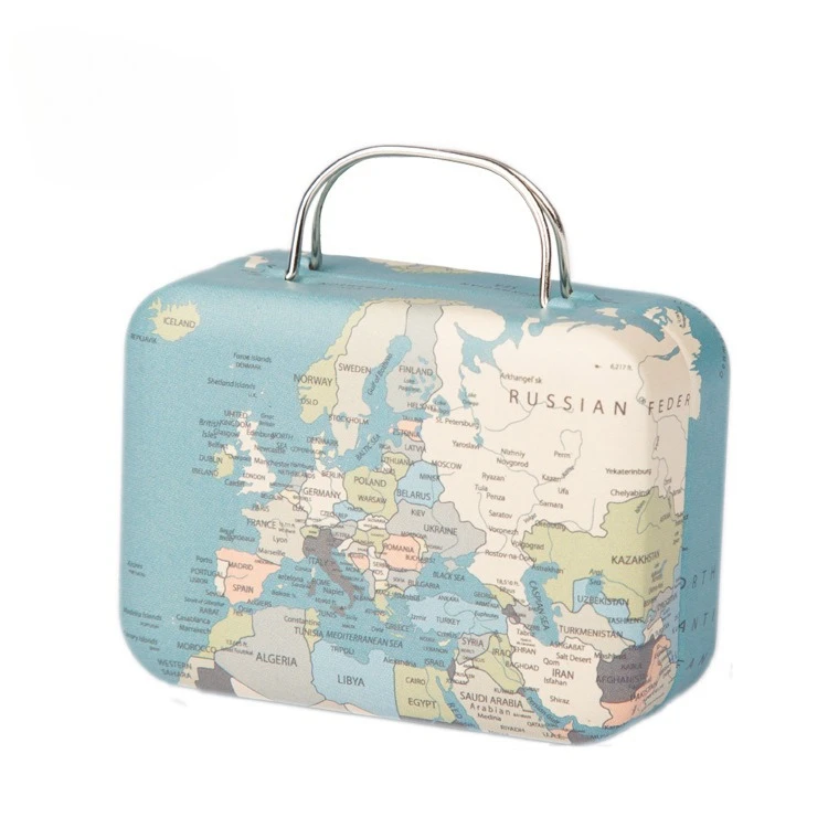 Винтажная жестяная коробка-чемодан