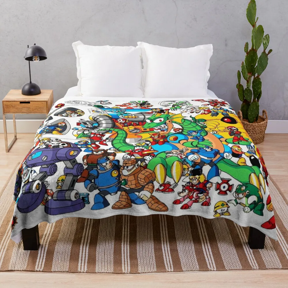 

Boho Bedding Sherpa Blanket Anti-Pilling Flannel Mega Man And All Of His Enemies Throw Blankets