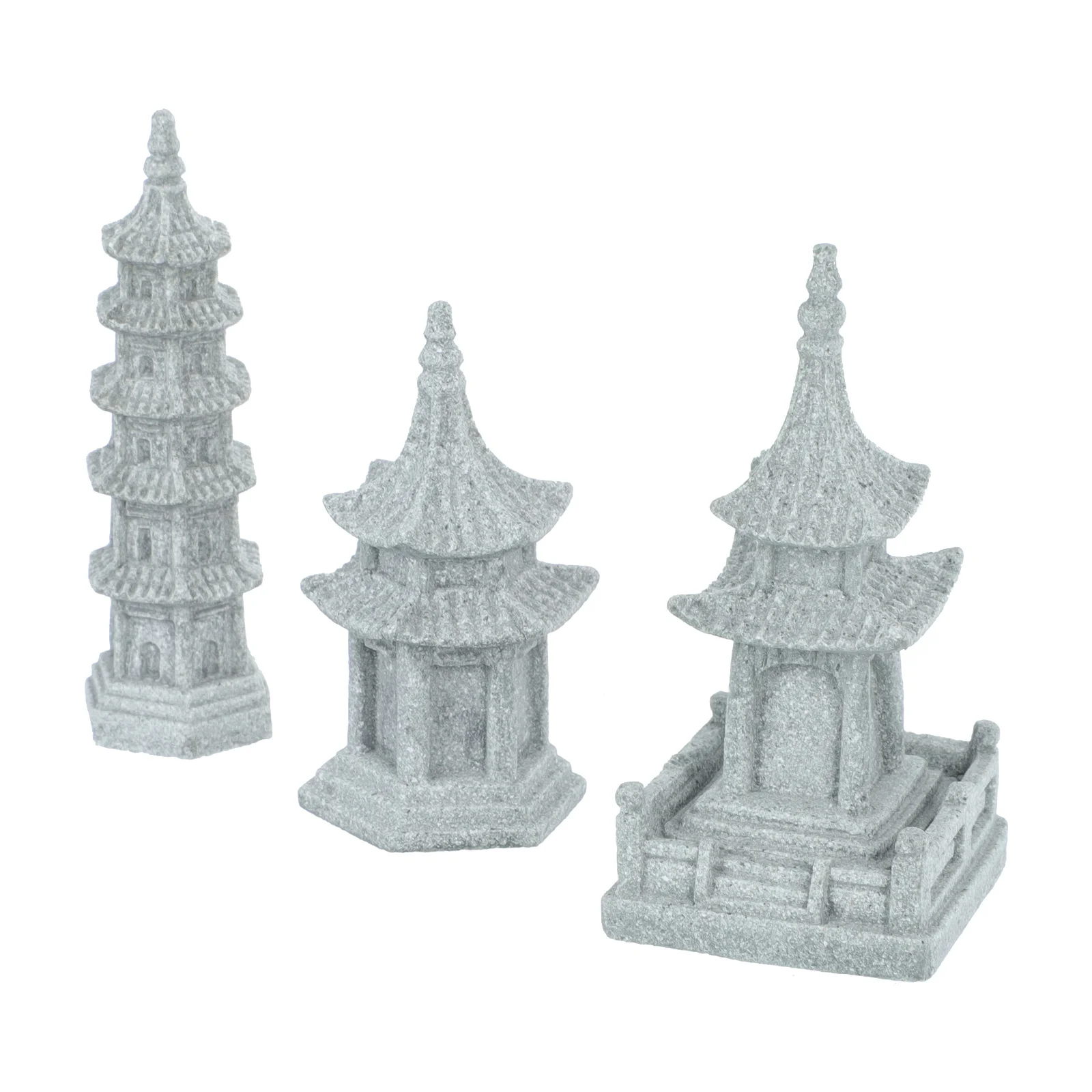 3 Pcs Zen Garden Decor Outdoor Solar Lights Outdoor Miniature Tower Ornaments Chinese Tower Aquarium Adornments