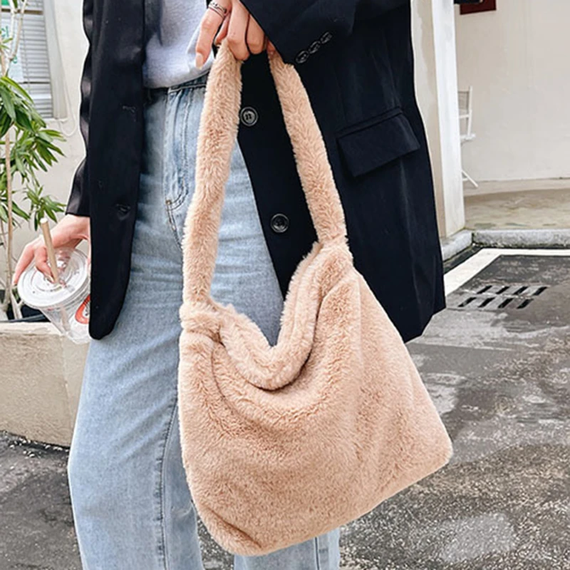 

Симпатичные сумки с леопардовым принтом для женщин 2021, мягкие плюшевые сумки на плечо, Женская Вместительная дорожная сумка, зимние теплые ...