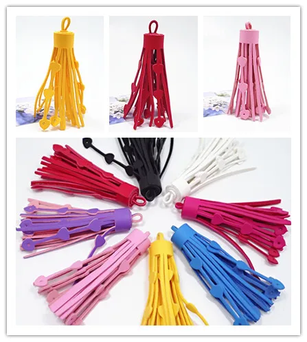 

Leather Tassel Pendant Round Pendant DIY Accessories Chain Pieces Earrings Charming Colorful Love Tassel Mobile Phone Chain