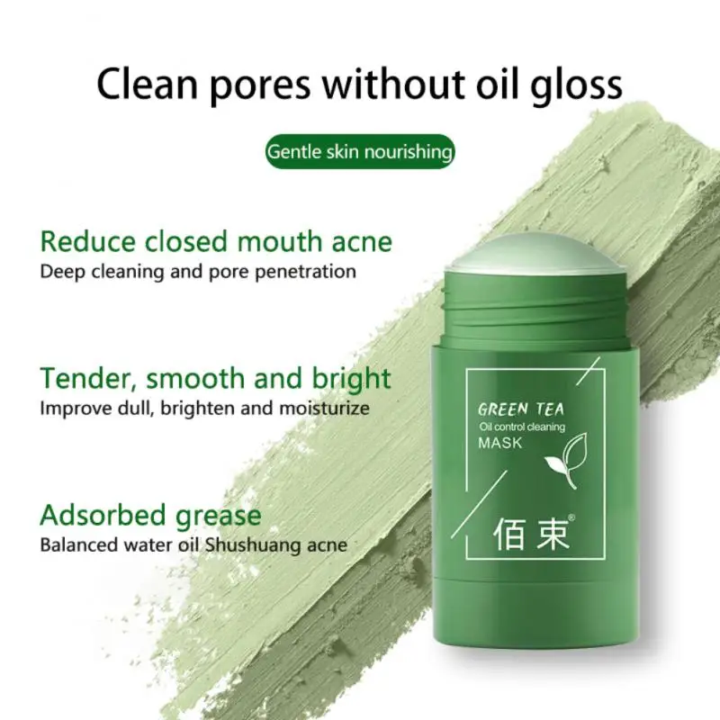 

Green Tea Mask Solid Stick Deep Cleansing Pore Remove Blackhead Acne Mud Film Shrink Pores Oil Control Masks Skin Care Product