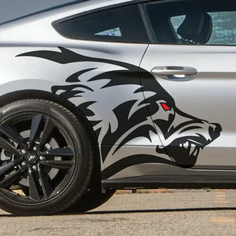 

x2 - Wolf Side Coyote Fits Mustang Vehicle Decal Graphic Sticker Truck Vinyl