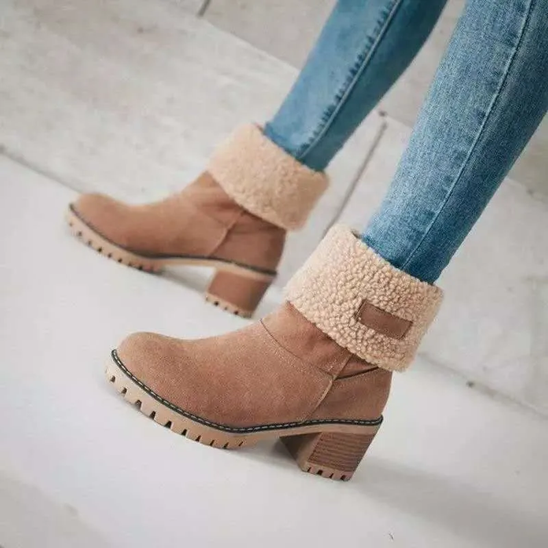 Women Winter Fur Warm Snow Boots Ladies Warm wool booties Ankle Boot Comfortable Shoes plus size 35-43 Casual Women Mid Boots