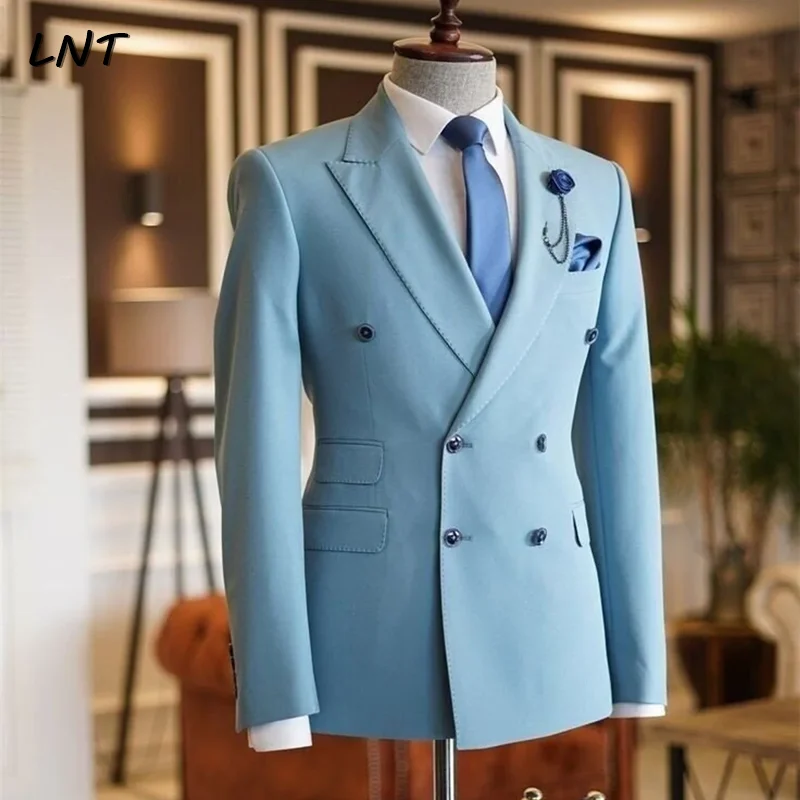 Костюм мужской свадебный из двух предметов двубортный смокинг для жениха модный