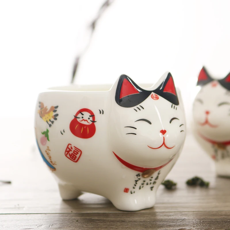Lucky Tea Set милый японский фарфоровый керамический чайник Maneki Neko с ситечком Plutus