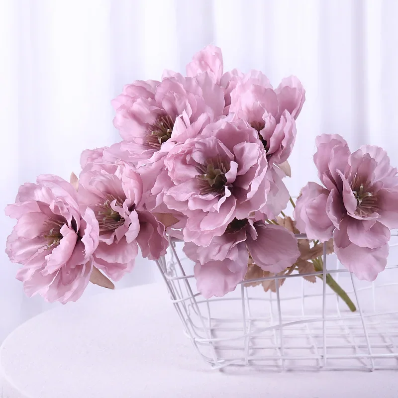 

9-головные искусственные цветы пиона, свадебное украшение дома, декоративная цветочная композиция для гостиной, искусственный цветок, шелковый цветок