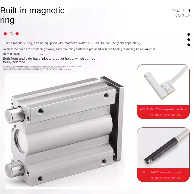 Φ/25/30/40/50/75/100MGQM SMC тип скользящего подшипника пневматический цилиндр компактный