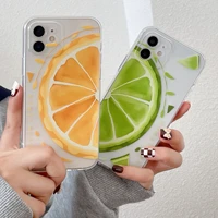 korea cute fruit lemon couple phone case for iphone 11 13 12 pro max xs max x xr 8 7 6plus se 12 mini clear soft tpu cover coque