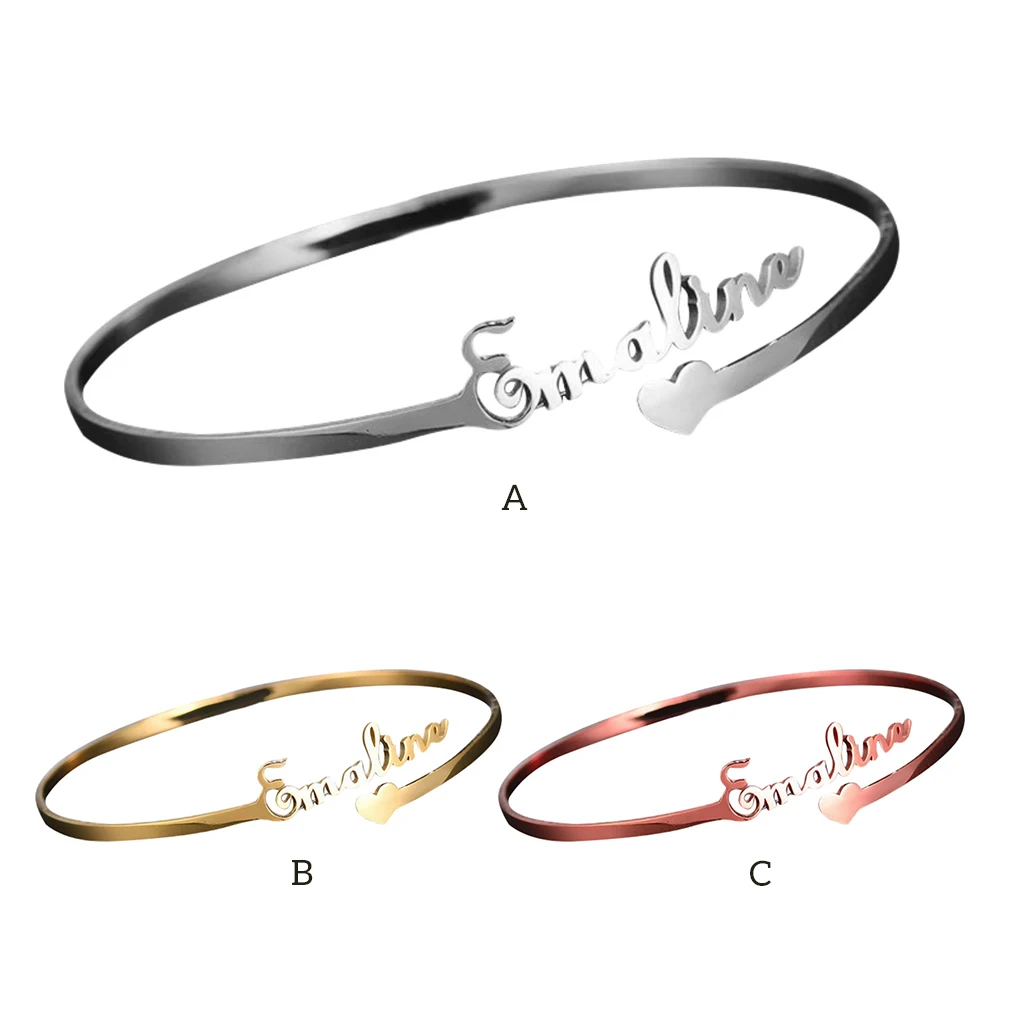 

Letter Name Bangle Birthday Wedding Travel Personalized Open Bracelet Trendy Jewelry Girlfriend Boyfriend Steel