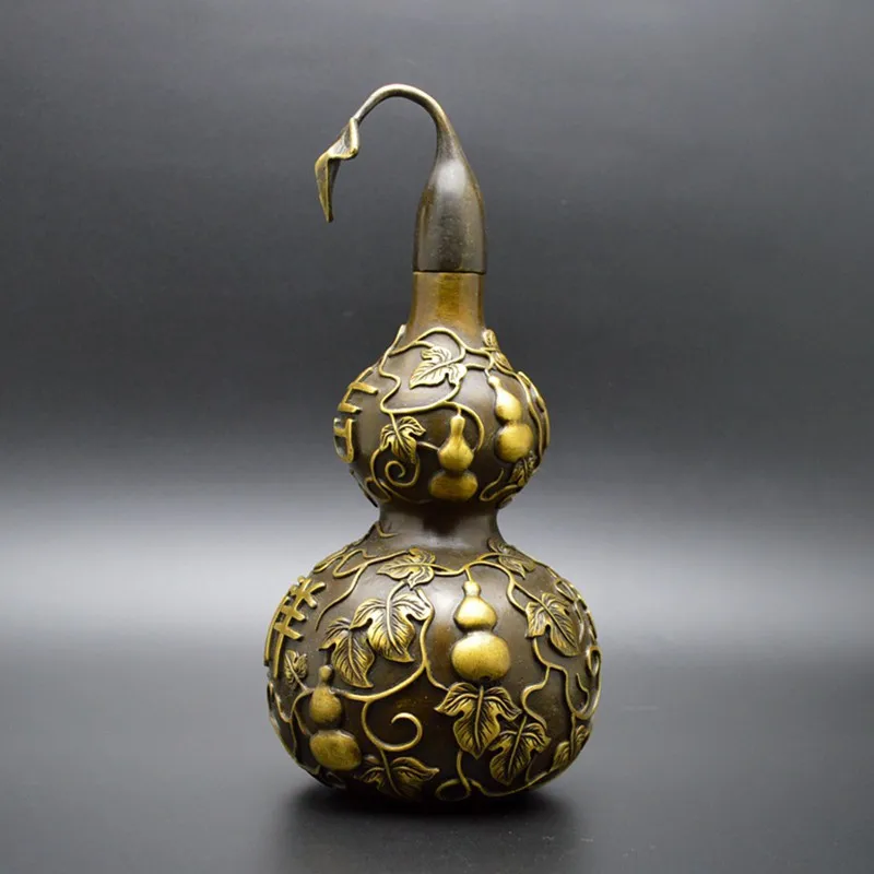 

Китайский народный фэн-шуй чистая бронза медная резьба счастливая Ru Yi Тыква кубик G75