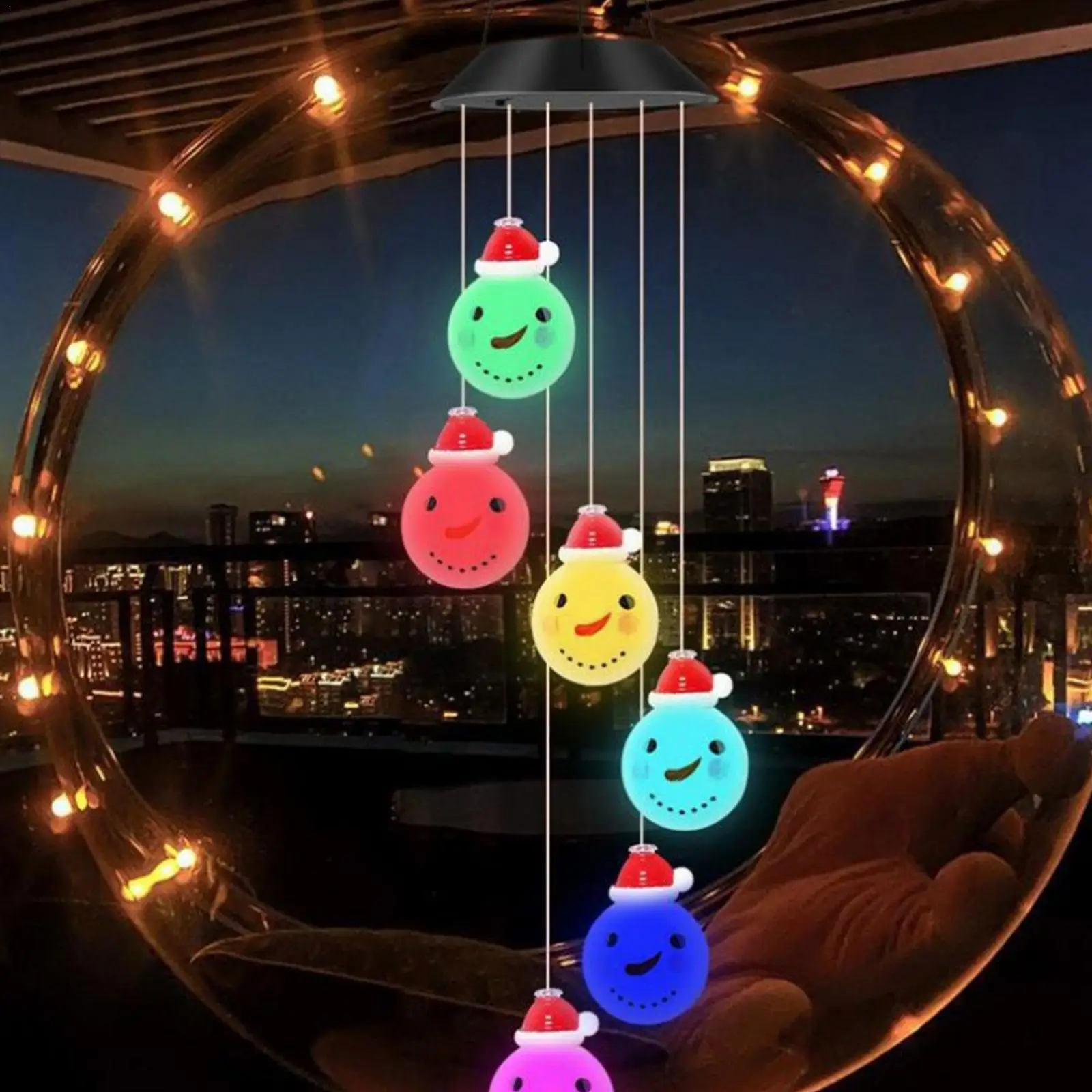 

Christmas Led Solar Wind Chime Crystal Ball Wind Chime Light Color Changing Waterproof Hanging Solar Light For Home Garden T4p5