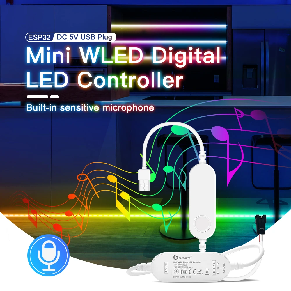 Мини-контроллер WLED ESP32 с встроенным микрофоном 5 в пост. Тока