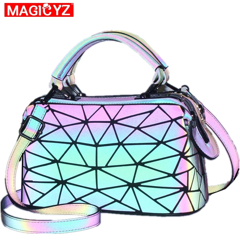 

MAGICYZ Geometric Diamond lattice Boston bag ladies Luminous glowing Crossbody Bag for Women Hign Quality Designer shoulder Bag