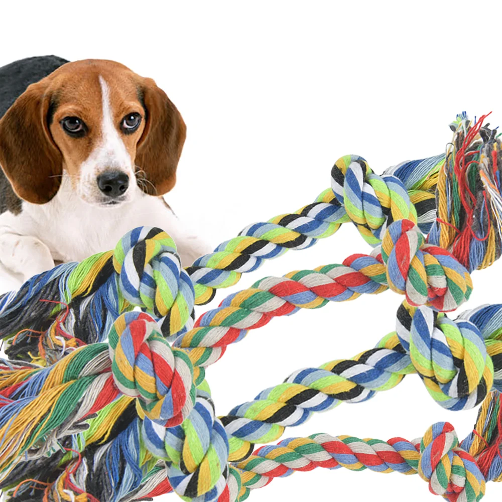 

1PC 17CM 24CM Pet Dog Double-knot Cotton Rope Chewing Toy Bite-resistant Molar Size Pet Supplies Color Random