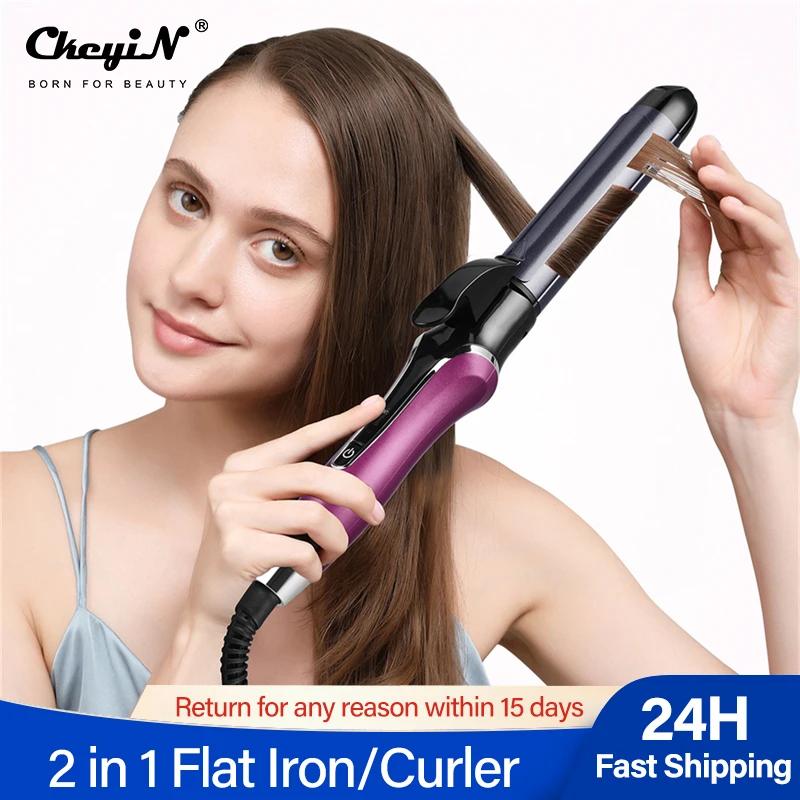 CkeyiN 2 в 1 выпрямитель для волос с плоским утюгом бигуди двойного назначения