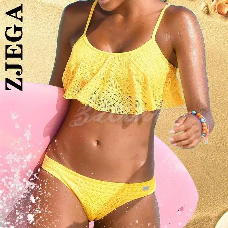 

Zjega Bikini Swimwear Women Sexy Brazilian Swimsuit Female Solid 2022 Swimming Suit Two Pieces White Ruffle Bikinis Set