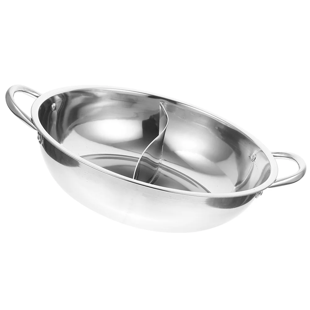 

Shabu Stainless Steel Mandarin Duck Pot Frying Pan Lid Divided Chinese Style Hot