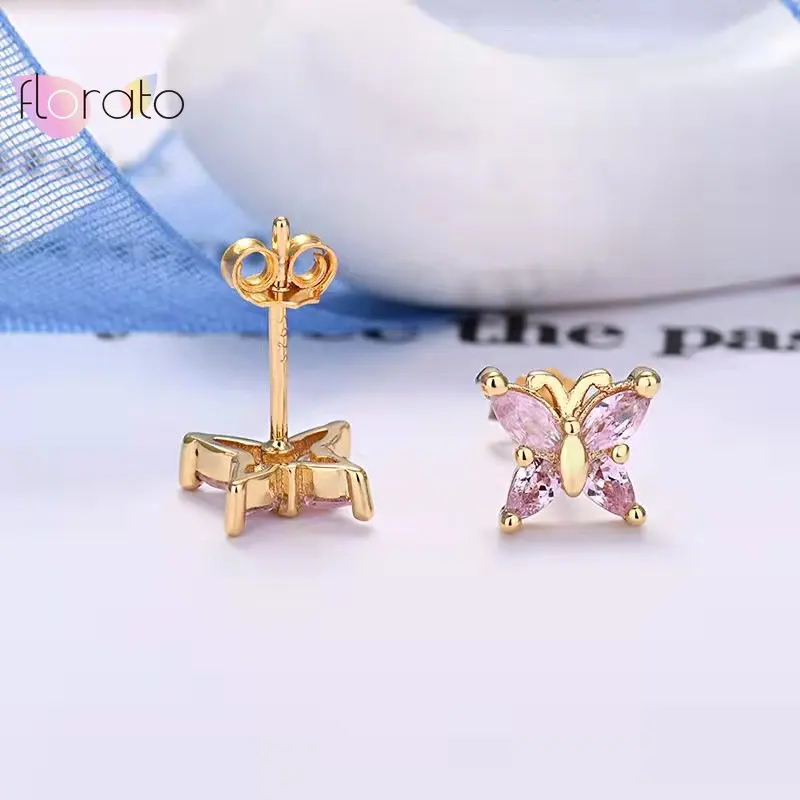 

YUXINTOME 925 Sterling Silver ear Needle Colorful Zircon Butterfly Earrings For Women Exquisite Insect Piercing Stud Earrings