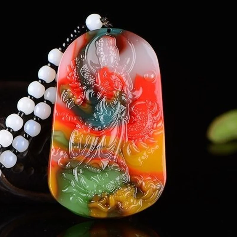 

Xinjiang Hetian Caiyu Guanyin Pendant Men's Domineering Lapras Guanyin Pendant Keep Safe