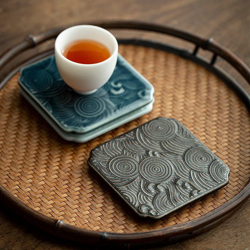 

Afternoon Chinese Round Tea Tray Ceramic Handmade Table Tea Tray Decorative Accessories Bandeja Comida Vintage Trays DL60CP