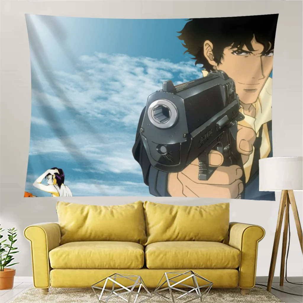 Holding A Pistol Bedroom Tapestry Cowboy Bebop Spike Anime Background Hanging Blanket Room Arts Decor Ornaments Gobelin |