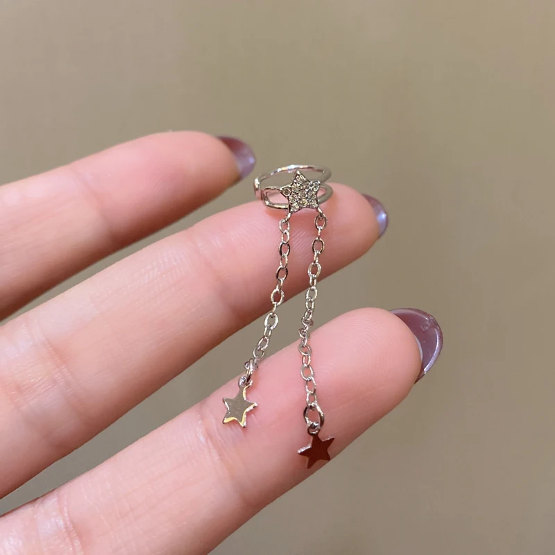 Fashion Jewelry Metal Tassel No Ear Hole Ear Bone Clip Pretty Design Hot Selling Star Earrings Fashion Delicate Women Jewelry