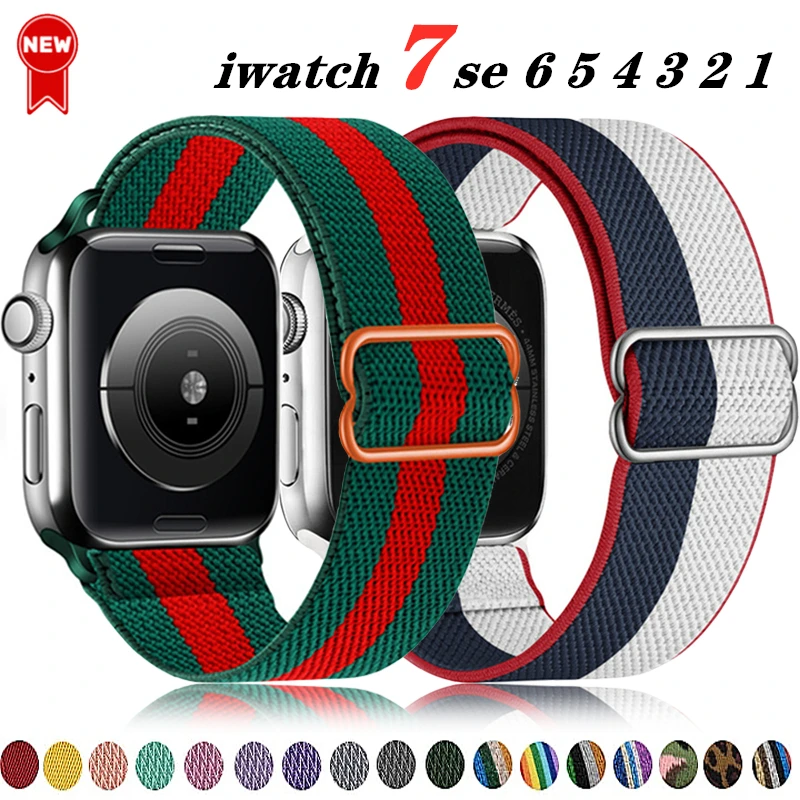 

Strap For Apple Watch Band 44mm 40mm 45mm 41mm 42mm 38mm Nylon Elastic Adjustable Bracelet for iWatch Series 2 3 4 5 SE 6 7 45mm