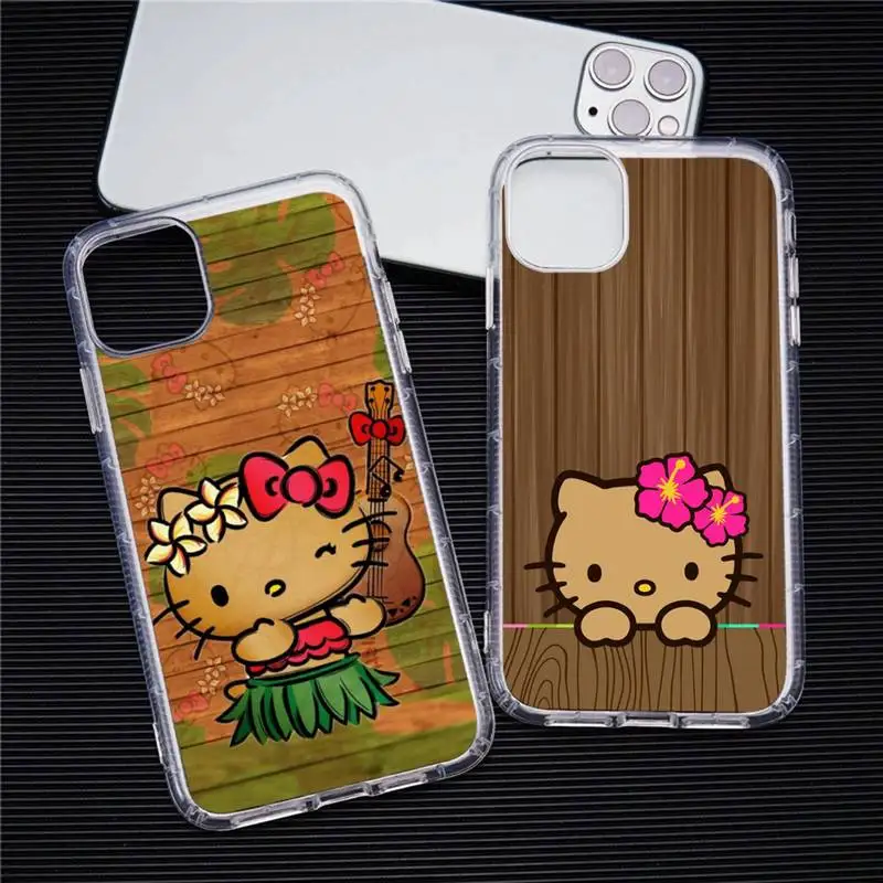

Cute Hello Kitty Phone Case Transparent For iphone 13 12 11 Pro Max Mini XS Max 8 7 Plus X SE 2020 XR cover