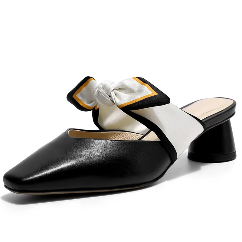 

Туфли женские на среднем каблуке, модные босоножки с острым носком, кожаная толстая подошва, удобная обувь, весна-осень