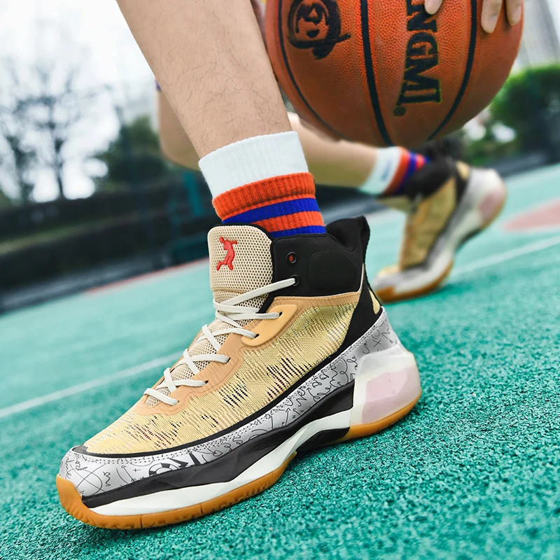 

Мужские кроссовки для баскетбола, дышащие высокие, Нескользящие, Спортивная Уличная обувь, классные