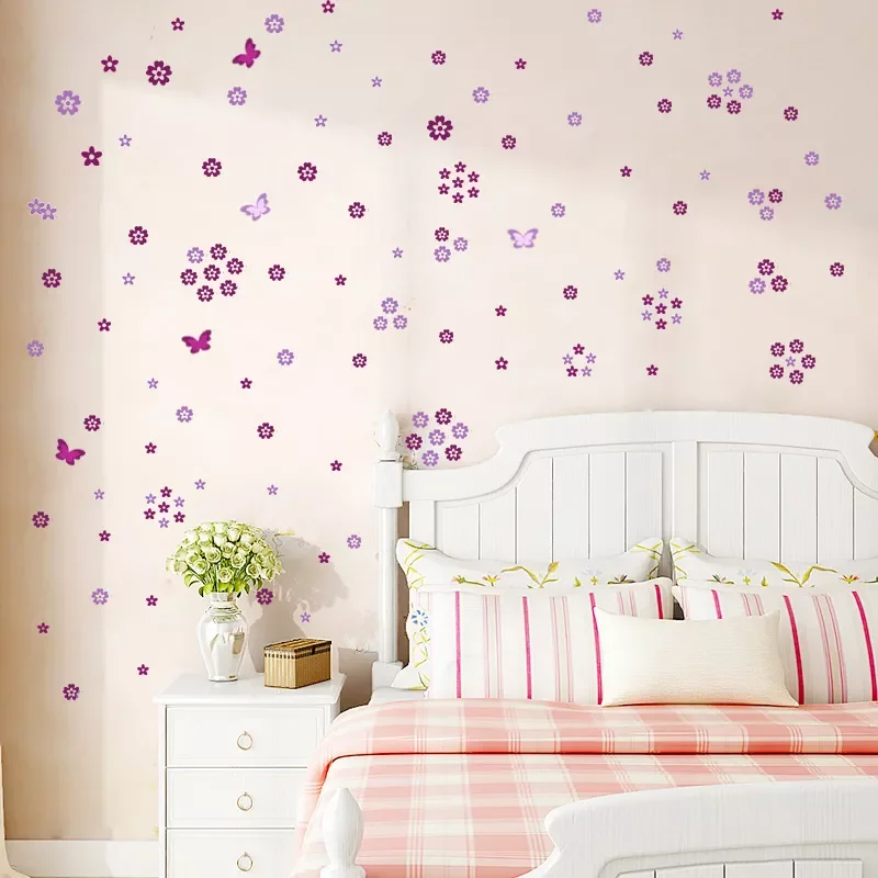 

Flowers and 6pcs Wall Stickers Living Room Bedroom Art Decals Home Decoration Furniture Stickers Baby Nursery