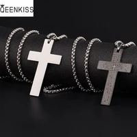 qeenkiss nc8115 fine jewelry wholesale fashion woman man birthday wedding gift scripture cross pendant titanium steel necklace