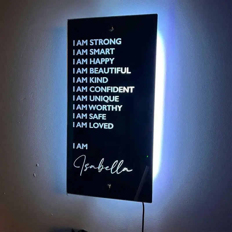 

Affirmation Mirror Led Daily Affirmation Mirror Shatterproof Mirror Sign Lights Affirmations Sign Wall Art Gift For Birthday