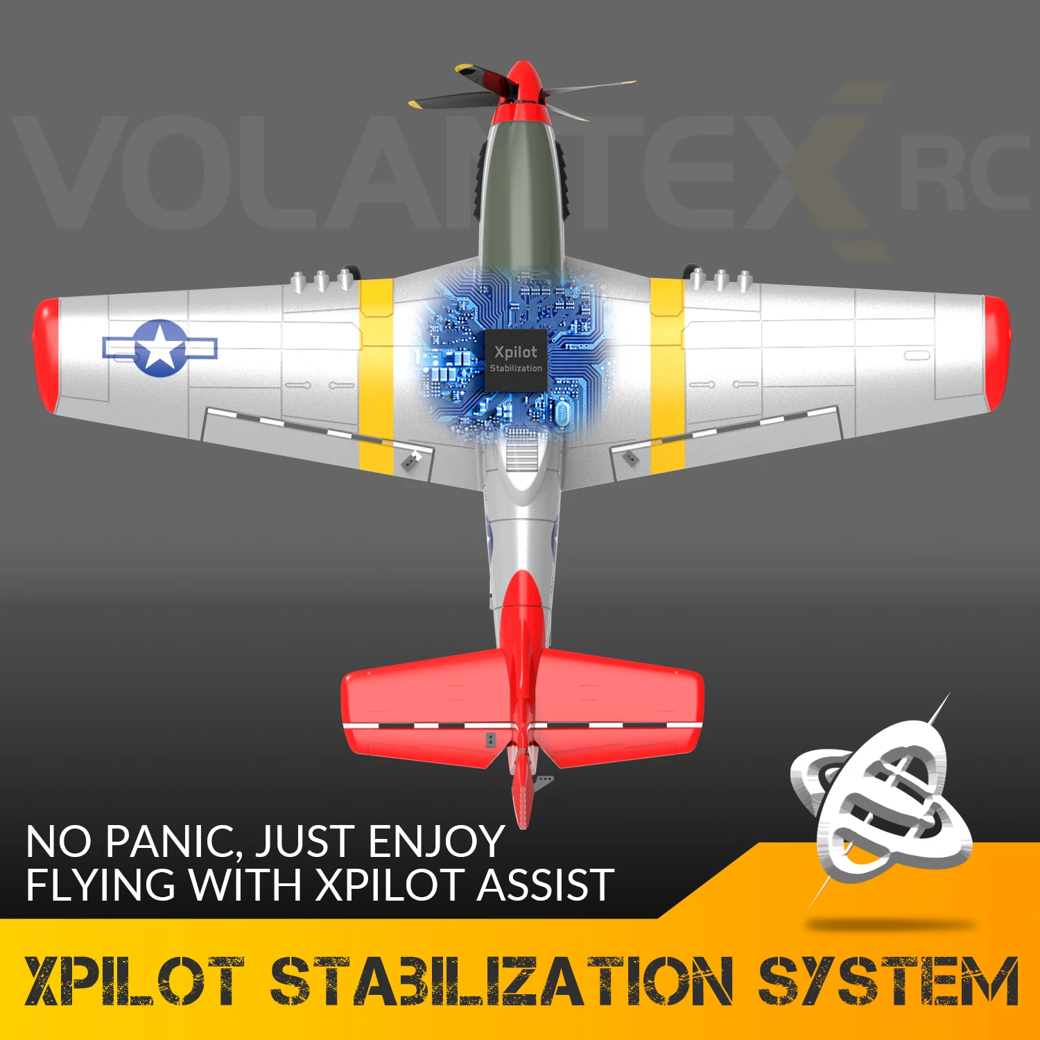 Обновленный Volantex P51D красный самолет Mustang одноклавишный аэробический 4-канальный