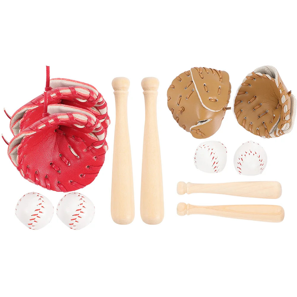 

Toys Baseball Glove Softball Miniature Sports Balls Wooden Miniatures Role Pretend Playset