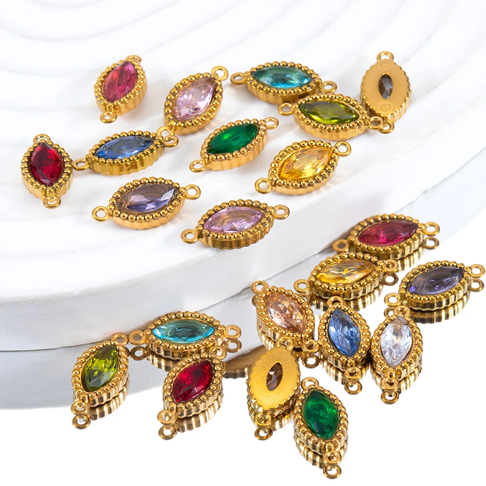 10 шт. овальный кулон из нержавеющей стали с 2 отверстиями циркон форма конского