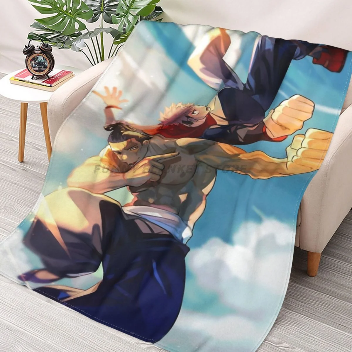 

Jujutsu Kaisen Itadori Todo Team Throws Blankets Collage Flannel Ultra-Soft Warm picnic blanket bedspread on the bed