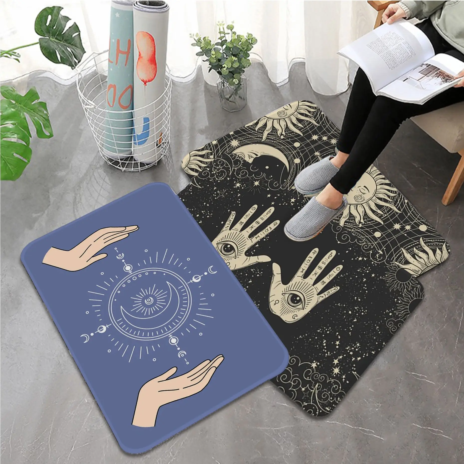 

Funny Sun Moon Face Door Mat Nordic Style Home Doormat Bathroom-Toilet Mats Bedroom Welcome Rug