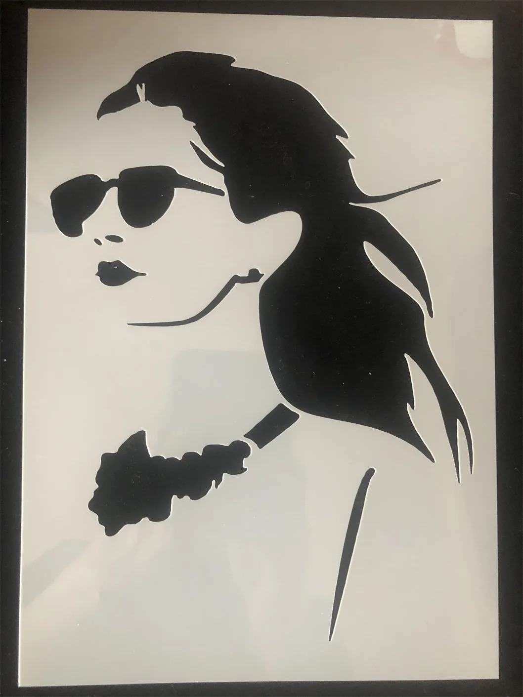 

A4 29cm Fashion Woman Sunglasses Necklace DIY Layering Stencils Wall Painting Scrapbook Coloring Embossing Album Decor Template