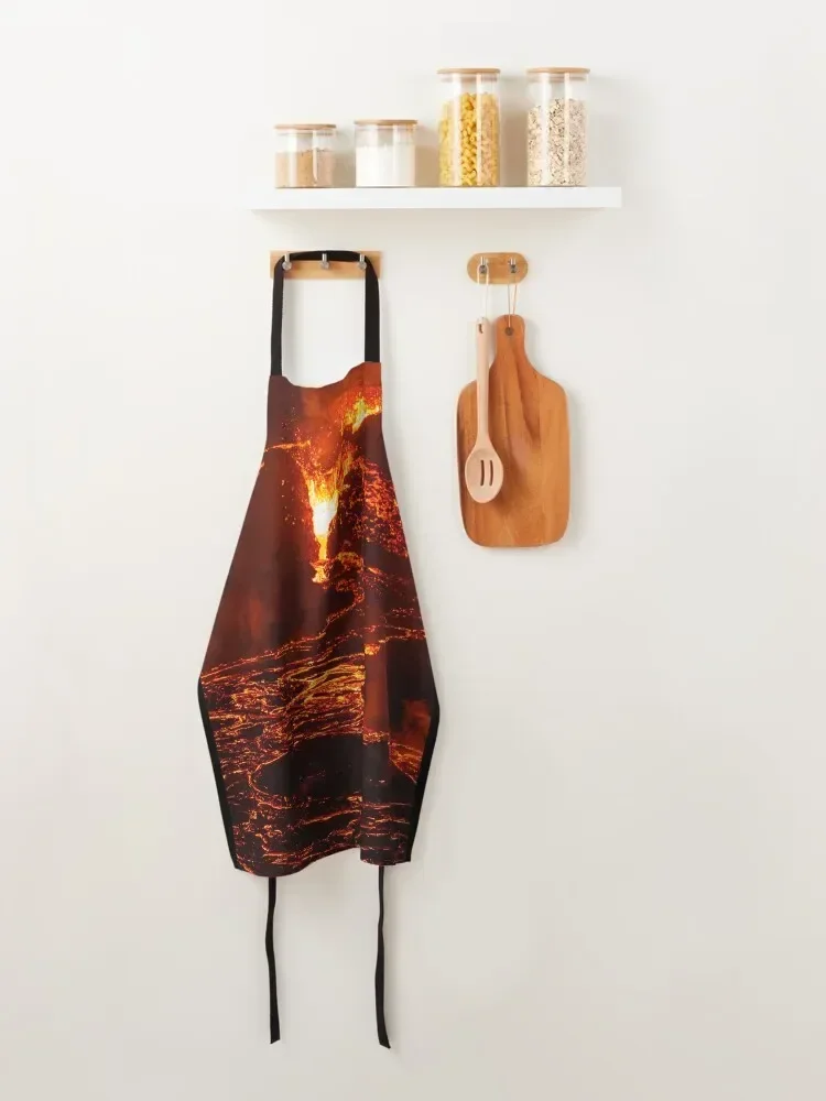 Lava Crater Flow at Night - Исландский вулкан 20 апреля 2021 фартук для кухни женский мужчин