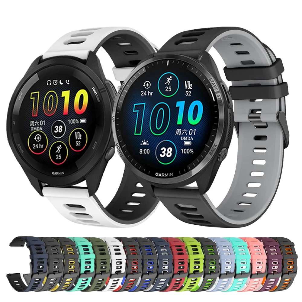Ремешок для часов 20 22 мм силиконовый ремешок Garmin Forerunner 265 255 245 645 Misic Band Venu 3 2 Plus
