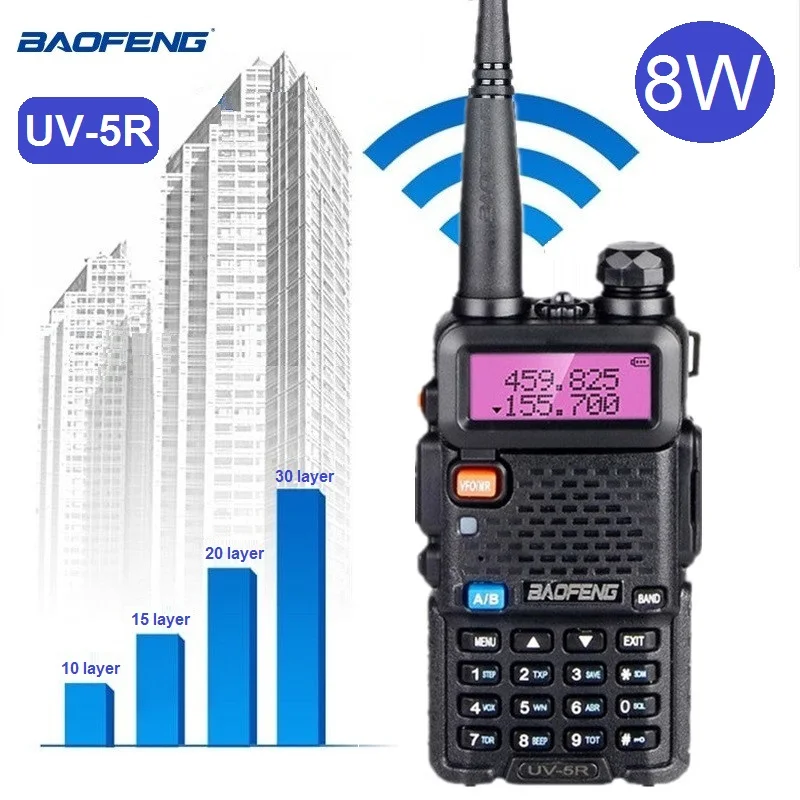 Baofeng uv5r 8w Walkie Talkie 15km UHF VHF Dual Band Ham Radio Scanner hf Transceiver UV-5R Amateur CB Radio Station for Trucker