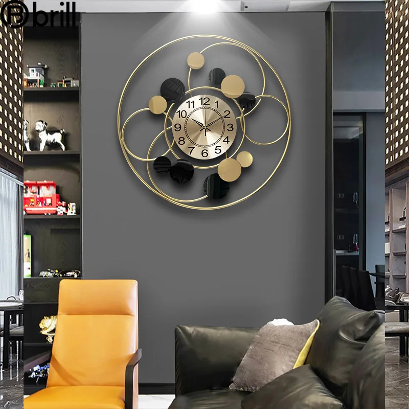 Настенные часы в нордическом простом стиле, художественные бесшумные Роскошные модные креативные металлические декоративные настенные часы для дома Wanddeko