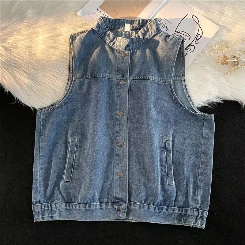 

Hong Kong style thin casual denim vest vest 2022 spring and summer tide brand trend sleeveless jacket vest