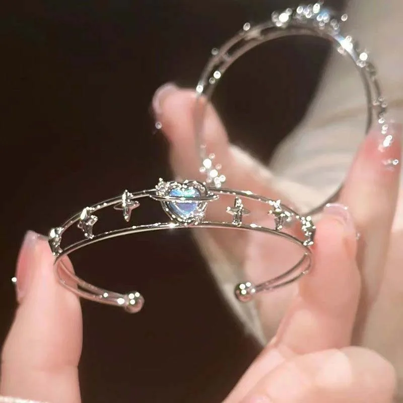 Браслет Kpop Y2K с голубым персиком и сердцем из циркония