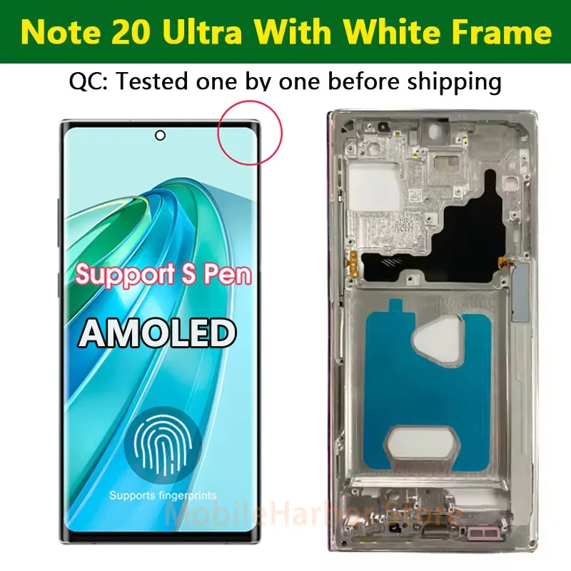 Фото AMOLED-экран в сборе для Samsung Galaxy Note20 Ultra 5G N985F N986B, ЖК-дисплей с сенсорным экраном и рамкой №5