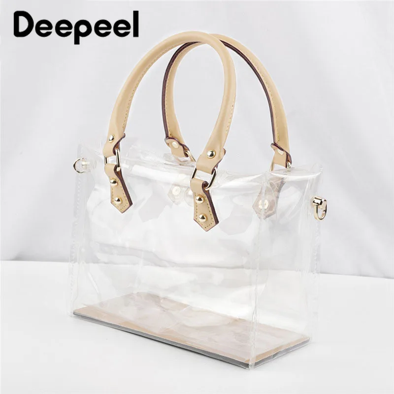 2Pcs Deepeel 40cm High Quality Leather Handles Women's Bags Shoulder Straps for Handbag DIY Replacement Handle Bag Accessories