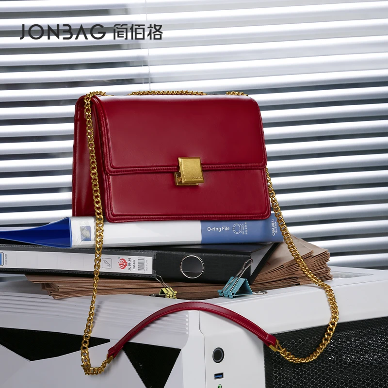 

JONBAG Wafer Bag 2022 New Classic Wild Red Wedding Bag High-quality One-shoulder Messenger Chain Bag